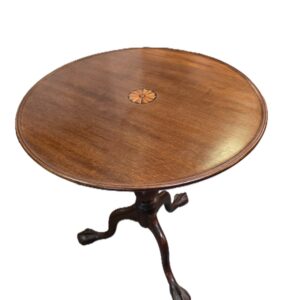 Antique-Chippendale-Mahogany-Inlaid Tilt Top Table 2
