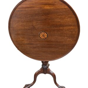Antique-Chippendale-Mahogany-Inlaid Tilt Top Table 3