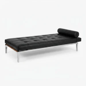 Mid-Century Modern Black Leather Day Bed